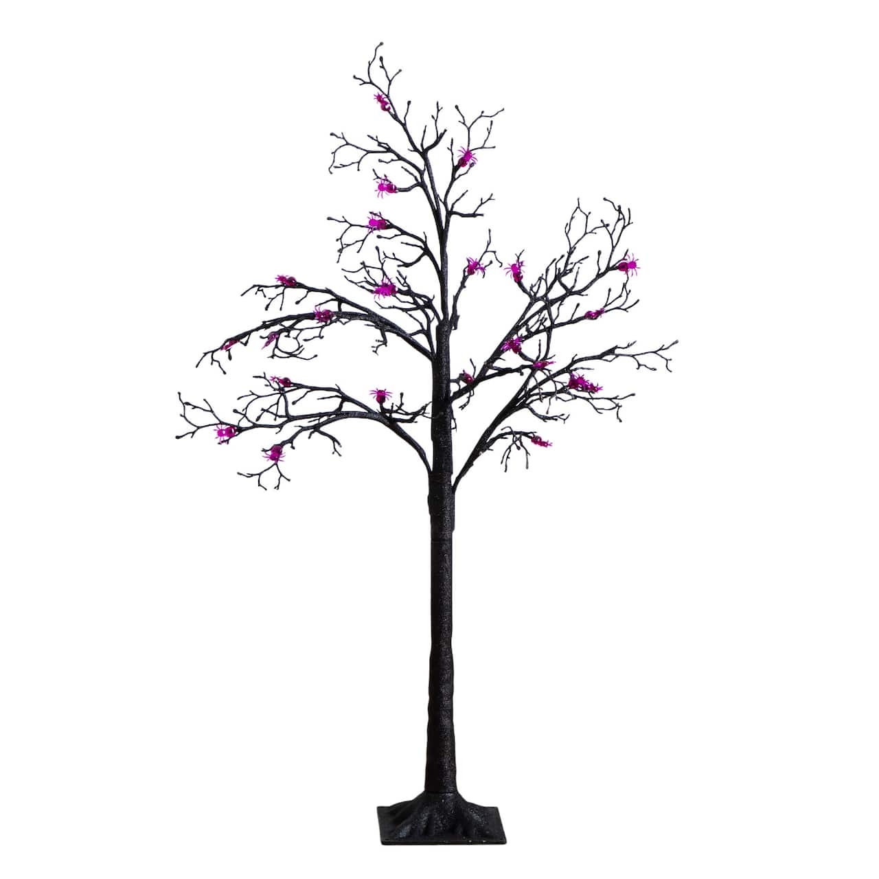 4ft. Pre-Lit Artificial Halloween Spider Twig Tree with 48 Purple LED Lights